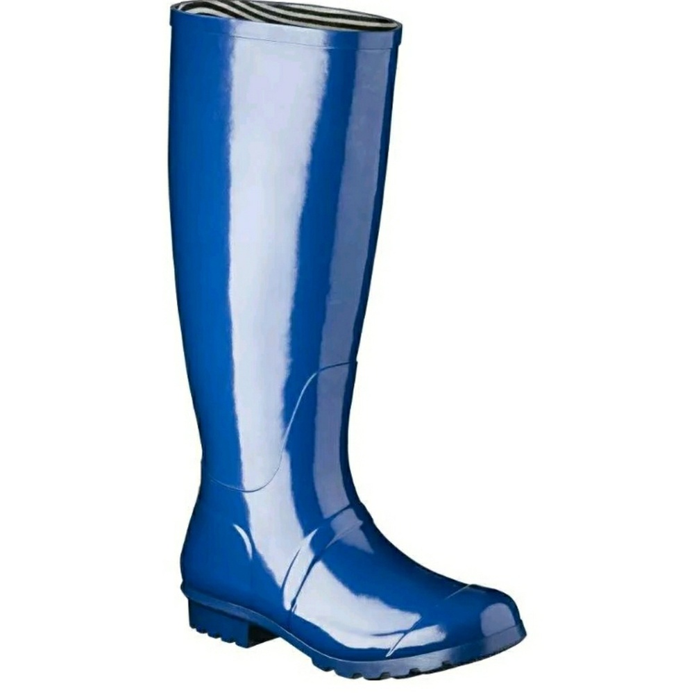 Womens Tall Marine Blue Rain Boots Size 10